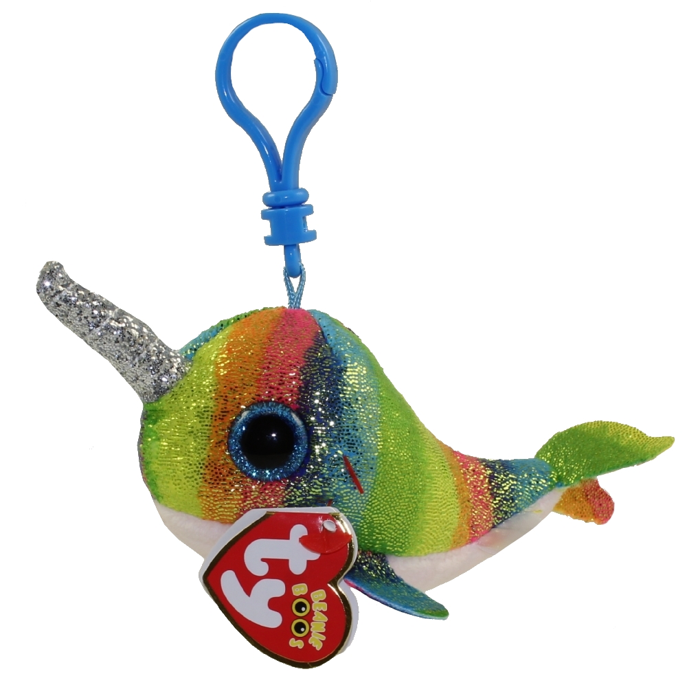 TY Beanie Boos - NORI the Narwhal (Glitter Eyes) (Plastic Key Clip)