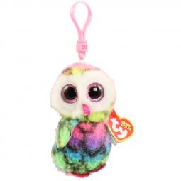 TY Beanie Boos - OWEN the Owl (Glitter Eyes) (Plastic Key Clip) *1st Version*