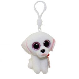 TY Beanie Boos - PIPPIE the White Bichon Dog (Glitter Eyes) (Plastic Key Clip)