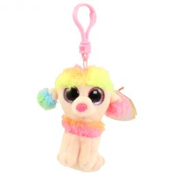 TY Beanie Boos - RAINBOW the Poodle (Glitter Eyes) (Plastic Key Clip - 4 inch)