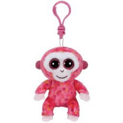 TY Beanie Boos - RUBY the Pink Monkey (Glitter Eyes) (Plastic Key Clip)
