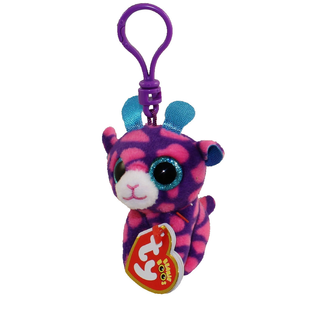 TY Beanie Boos - SKY HIGH the Giraffe (Glitter Eyes) (Plastic Key Clip - 3 inch) (UK Exclusive)