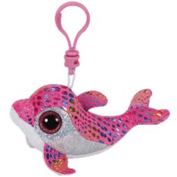 TY Beanie Boos - SPARKLES the Pink & Silver Dolphin (Glitter Eyes) (Plastic Key Clip)