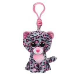 TY Beanie Boos - TASHA the Grey & Pink Leopard (Glitter Eyes) (Plastic Key Clip)