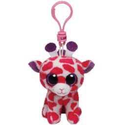TY Beanie Boos - TWIGS the Pink Giraffe (Glitter Eyes) (Plastic Key Clip - 3 inch)