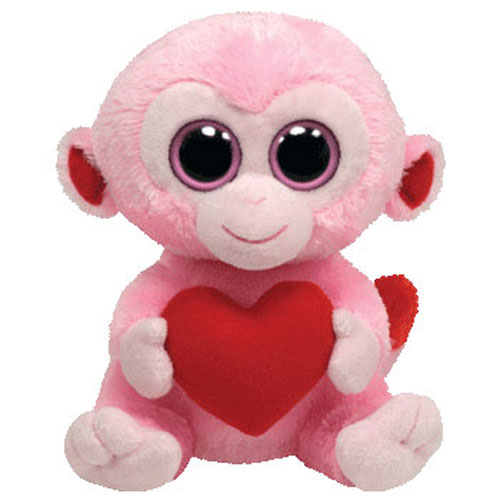 TY Beanie Boos - JULEP the Pink Monkey with Heart (Solid Eye Color) (Regular Size - 6 inch)