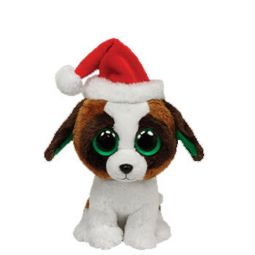 TY Beanie Boos - PRESENTS the Dog with Santa Hat (Solid Eye Color) (Regular Size - 6 inch)