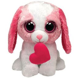 TY Beanie Boos - COOKIE the PINK Dog with Heart (Solid Eye Color) (Medium Size - 9 inch)