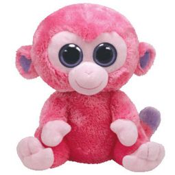 TY Beanie Boos - RAZBERRY the Pink Monkey (Solid Eye Color) (Medium Size - 9 inch)