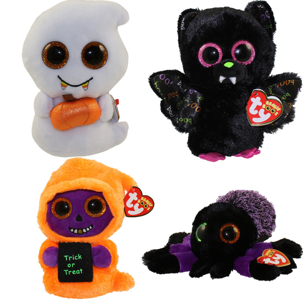 TY Beanie Boos - SET of 4 Halloween 2017 Releases (6 inch) (Creeper, Dart, Scream & Skellton)