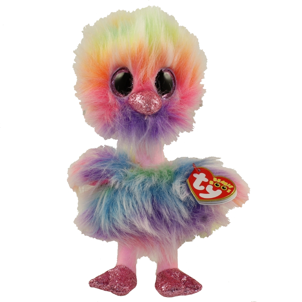 TY Beanie Boos - ASHA the Rainbow Ostrich (Glitter Eyes)(Regular Size - 6 inch)