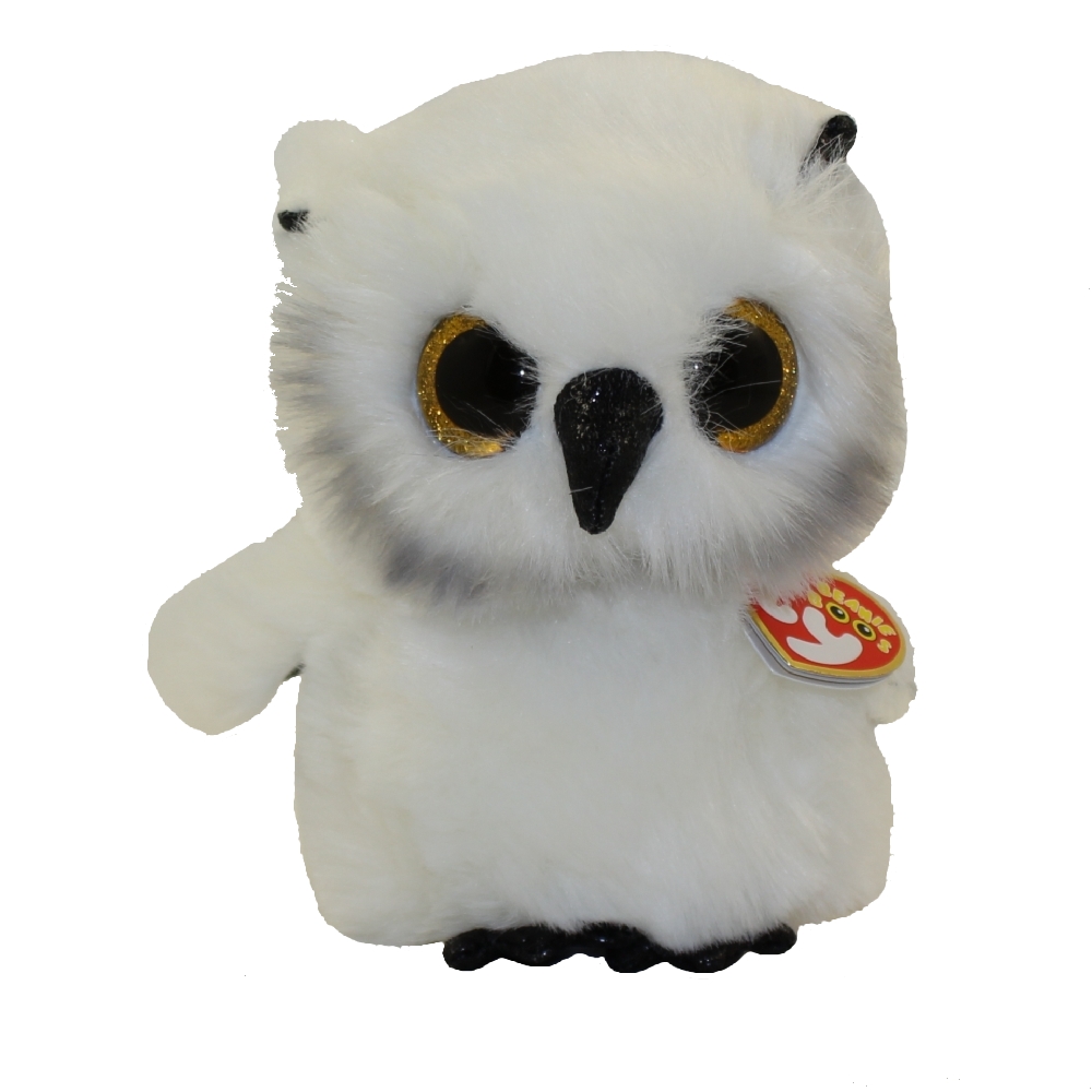 TY Beanie Boos - AUSTIN the White Owl (Glitter Eyes) (Regular Size - 6 inch)