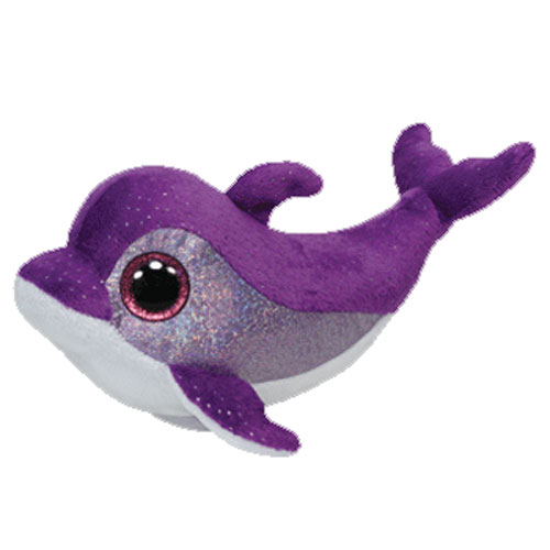 TY Beanie Boos - FLIPS the Purple Dolphin (Glitter Eyes) (Regular Size - 6 inch)