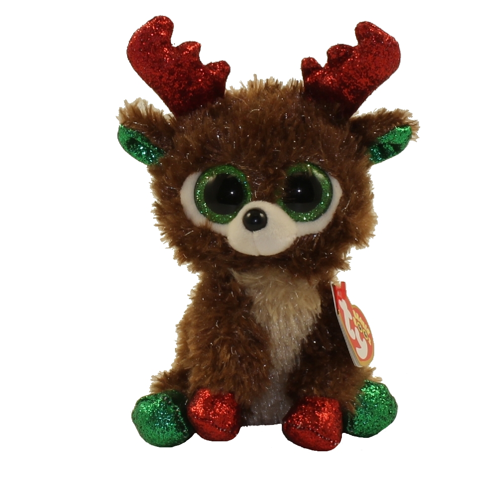 TY Beanie Boos - FUDGE the Reindeer (Glitter Eyes)(Regular Size - 6 inch)