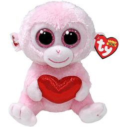 TY Beanie Boos - GIGI the Valentine's Monkey (Glitter Eyes)(Regular Size - 6 inch)