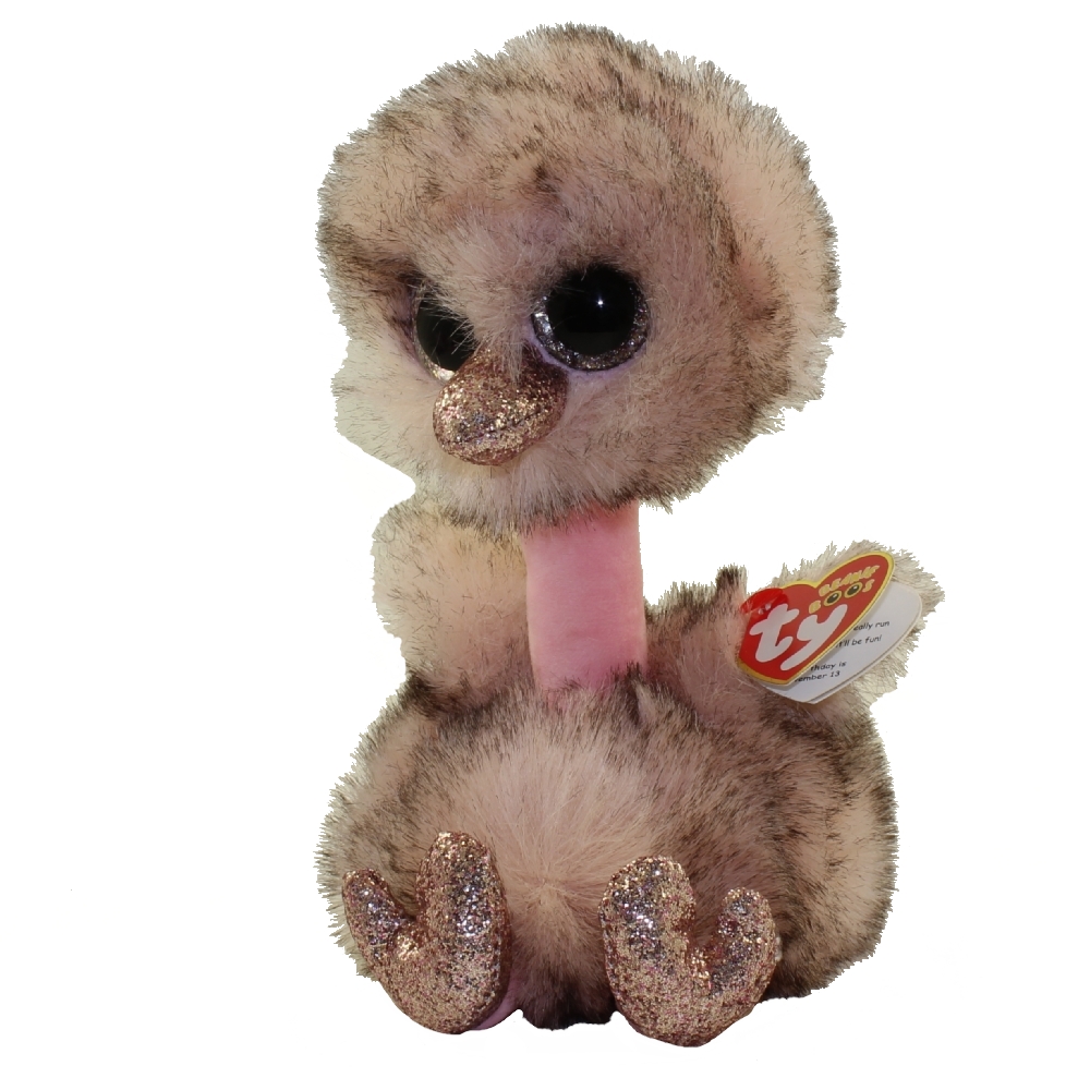 TY Beanie Boos - HENNA the Brown Ostrich (Glitter Eyes)(Regular Size - 6 inch)