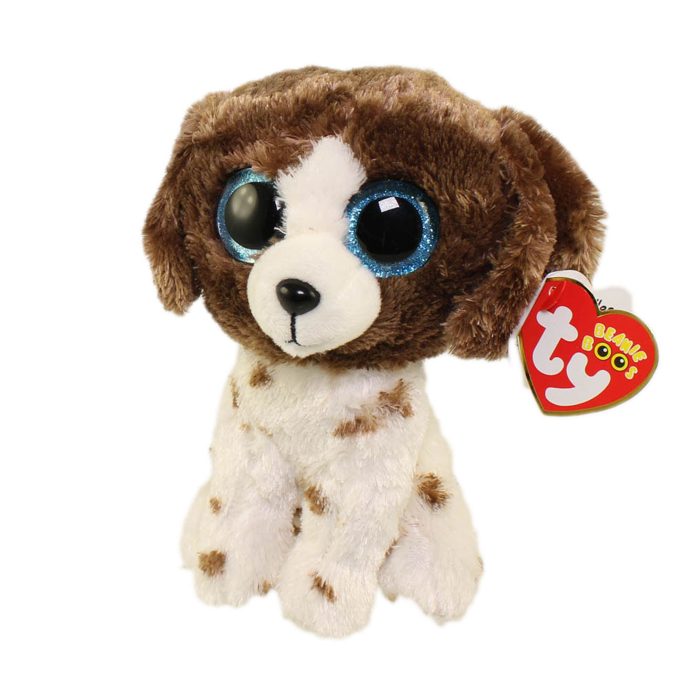 TY Beanie Boos - MUDDLES the White & Brown Spotted Dog (Glitter Eyes)(Regular Size - 6 inch)