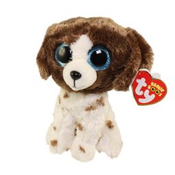 TY Beanie Boos - MUDDLES the White & Brown Spotted Dog (Glitter Eyes)(Regular Size - 6 inch)