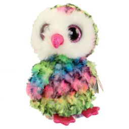 TY Beanie Boos - OWEN the Multicolor Owl (Glitter Eyes) (Regular Size - 7 inch) *1st Version*