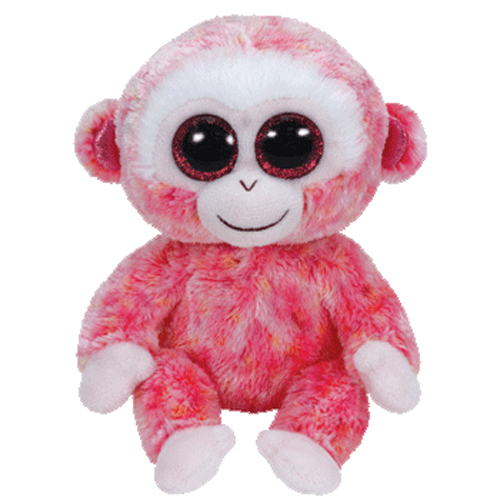 TY Beanie Boos - RUBY the Pink Monkey (Glitter Eyes) (Regular Size - 6 inch)