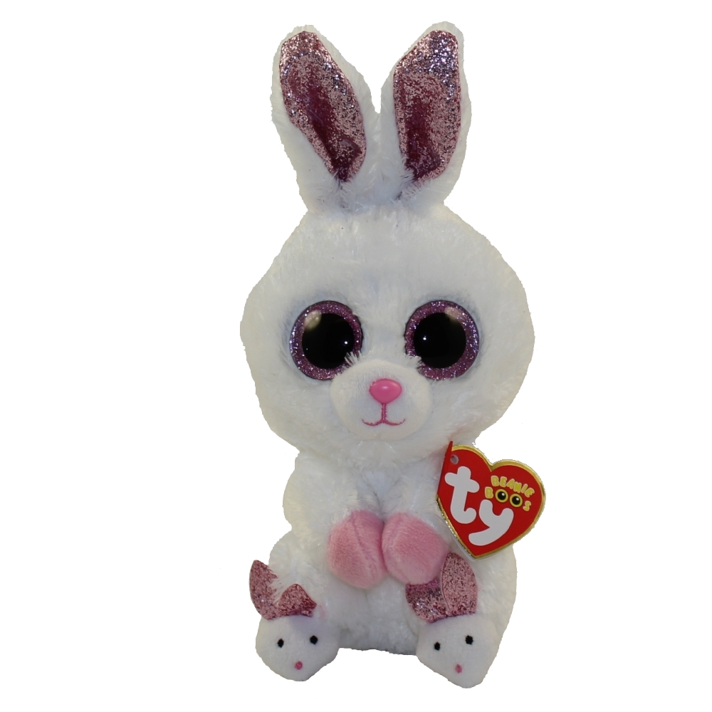 TY Beanie Boos - SLIPPERS the White Bunny (Glitter Eyes)(Regular Size - 6 inch)