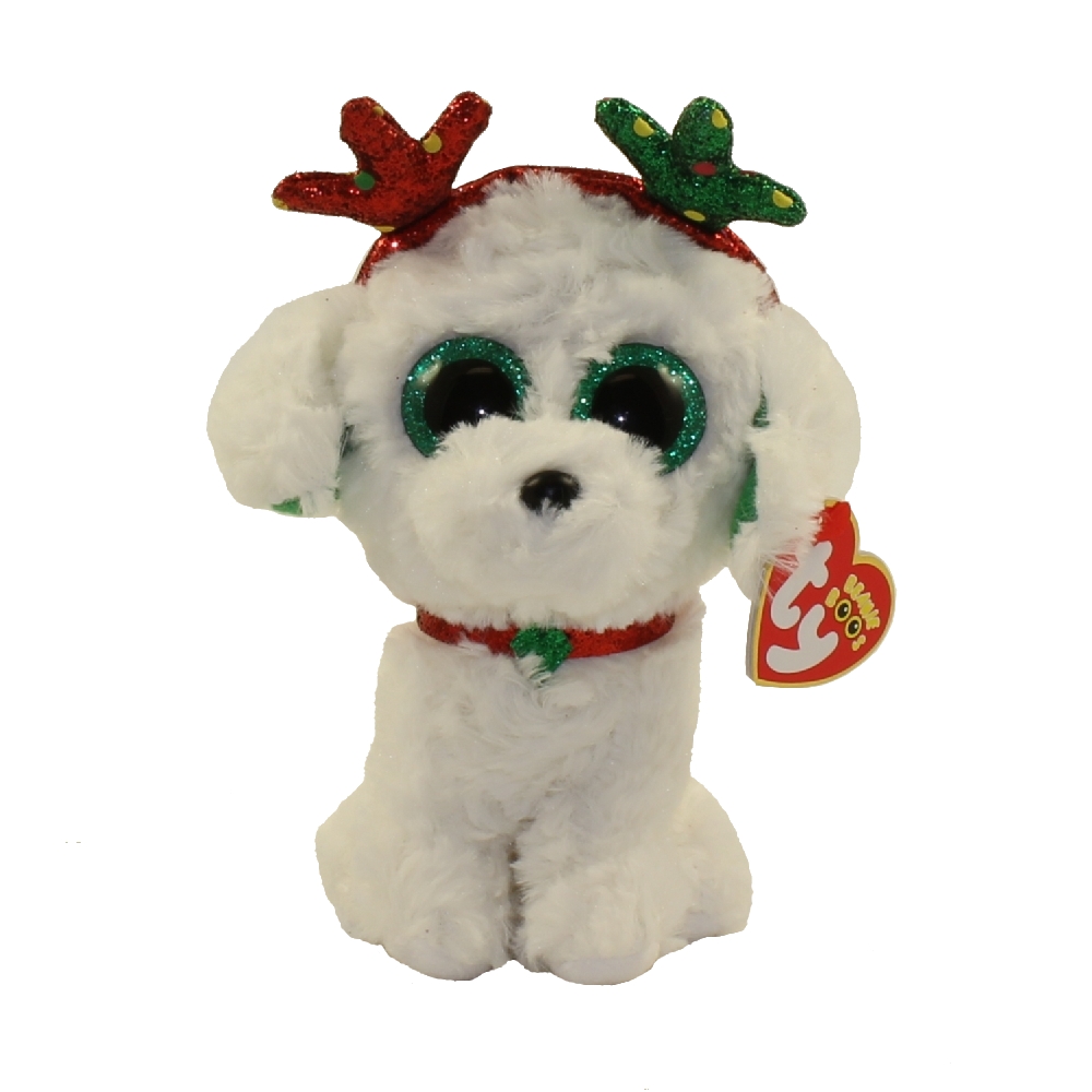 TY Beanie Boos - SUGAR the White Dog (Glitter Eyes)(Regular Size - 6 inch)