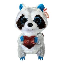 TY Beanie Boos - THIEF the Valentine's Raccoon (Glitter Eyes)(Regular Size - 6 inch)