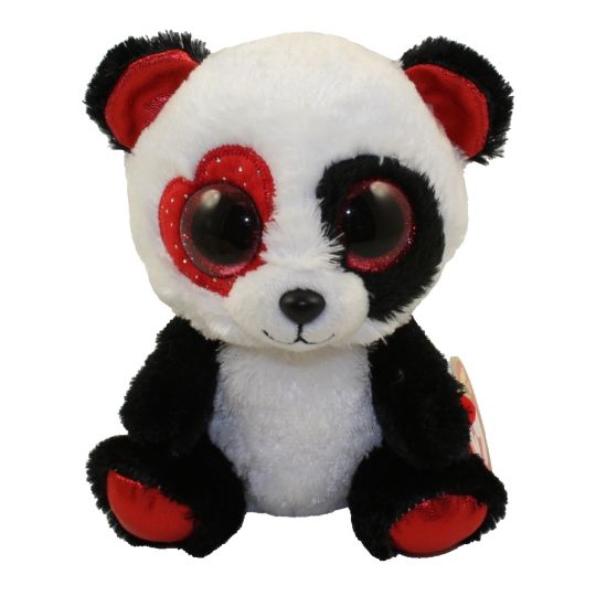 New Ty Beanie Boos VALENTINA Red-White-Black Panda 6" size nwt's Exclusive 