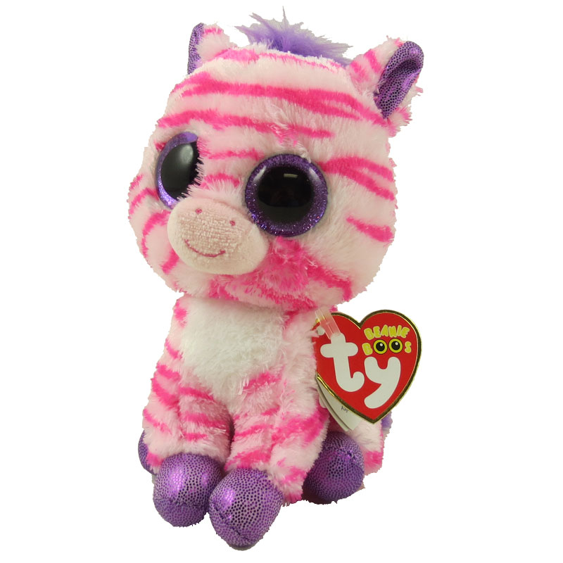 TY Beanie Boos - ZAZZY the Pink & Purple Zebra (Glitter Eyes) (Regular Size  - 6 inch) *Limited Exclu