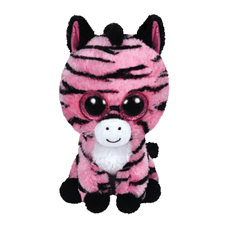 TY Beanie Boos ZOEY the Pink Zebra glitter Eyes regular Size 6 Inch 