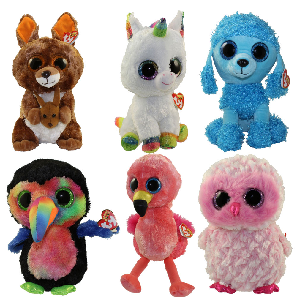 TY Beanie Boos SET of 6 FALL 2017 Releases (Glitter Eyes) (Medium 9