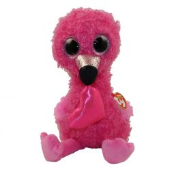 TY Beanie Boos - DAINTY the Flamingo with Heart (Glitter Eyes)(Medium Size - 9 inch)