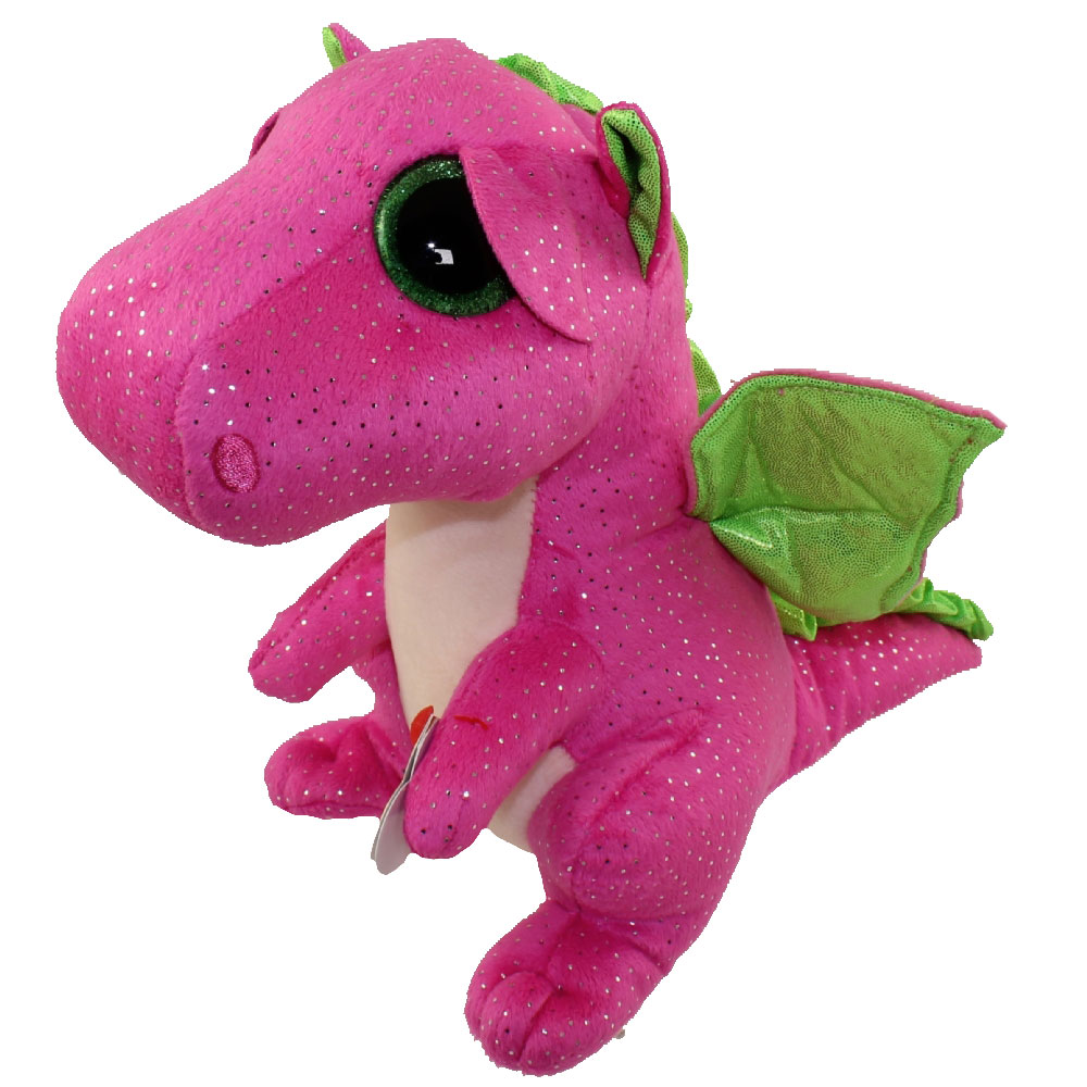TY Beanie Boos - DARLA the Pink & Green Dragon (Glitter Eyes) (Medium Size - 9 inch)