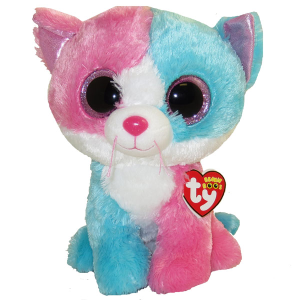 TY Beanie Boos - FIONA the Blue & Pink Cat  (Glitter Eyes) (Medium Size - 9 inch) *Limited Exclusive