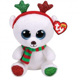 TY Beanie Boos - FROST the Holiday Polar Bear (Glitter Eyes)(Medium Size - 9 inch)