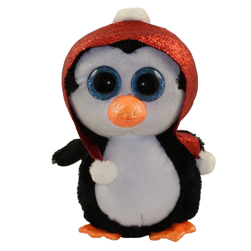 NWT Ty Beanie Boos Gale Penguin Plush w/ Glittery Red Winter Hat 6” Dec 17th 
