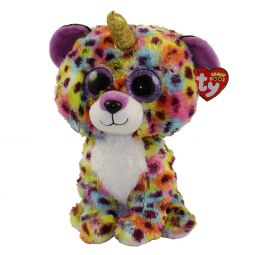 TY Beanie Boos - GISELLE the Rainbow UniLeopard (Glitter Eyes) (Medium Size - 9 inch)