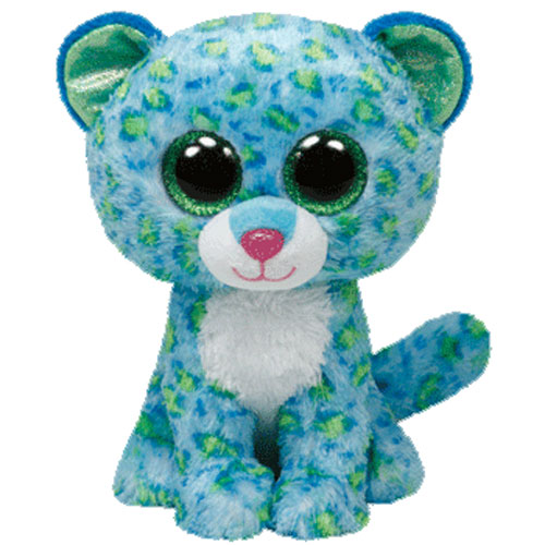 TY Beanie Boos - LEONA the Blue Leopard (Glitter Eyes) (Medium Size - 9 inch)