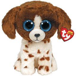 TY Beanie Boos - MUDDLES the White & Brown Spotted Dog (Glitter Eyes)(Medium Size - 9 inch)