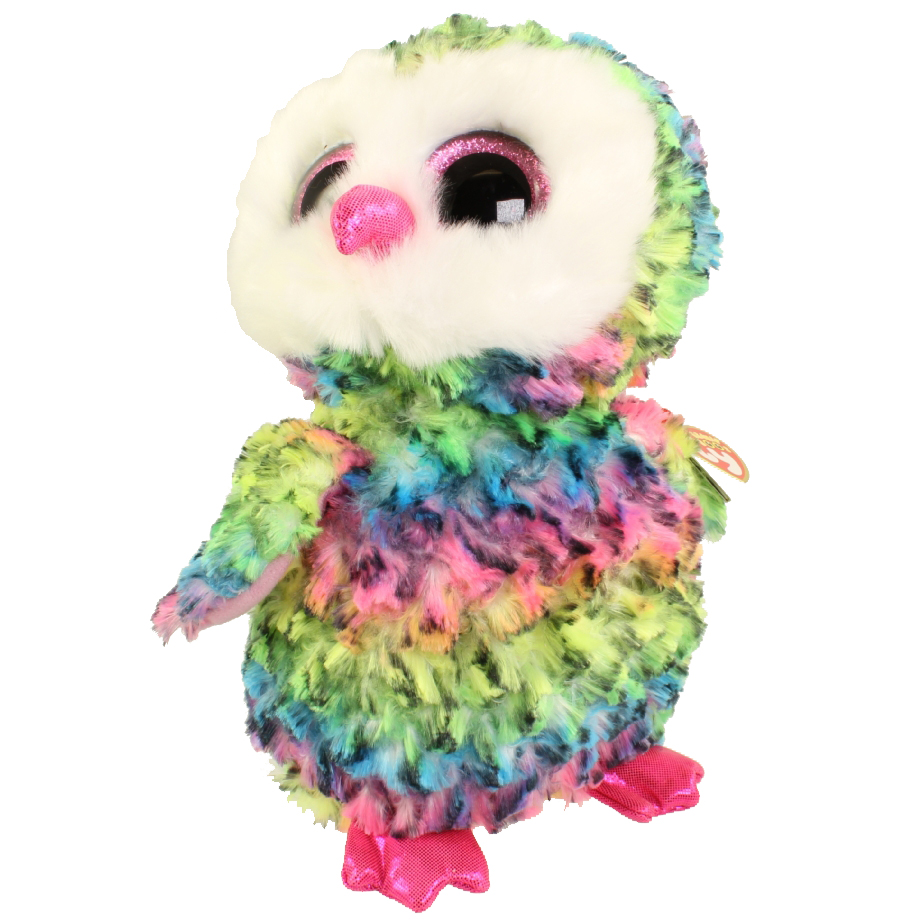 Key Clip Glitter Eyes OWEN the Owl TY Beanie Boos *New Bright Colors* 