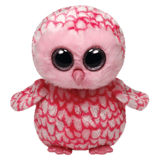 TY Beanie Boos - PINKY the Pink Owl (Glitter Eyes) (Medium Size - 9 inch)