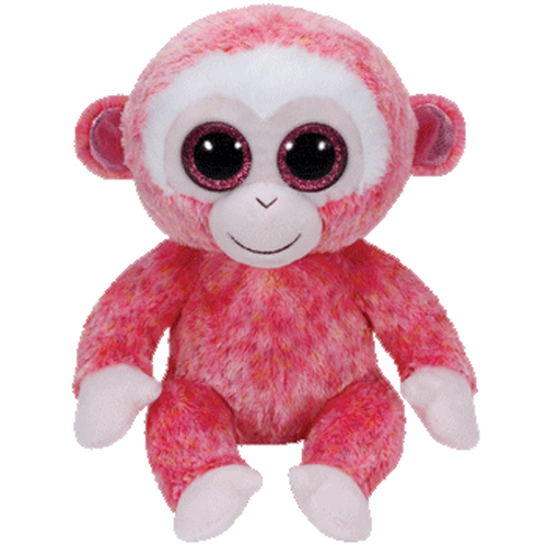 TY Beanie Boos - RUBY the Pink Monkey (Glitter Eyes) (Medium Size - 9 inch)