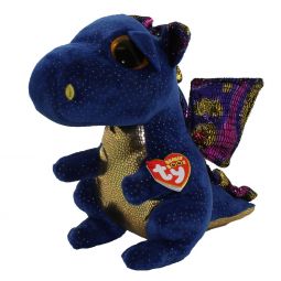 TY Beanie Boos - SAFFIRE the Blue Dragon (Glitter Eyes) (Medium Size - 9 inch)