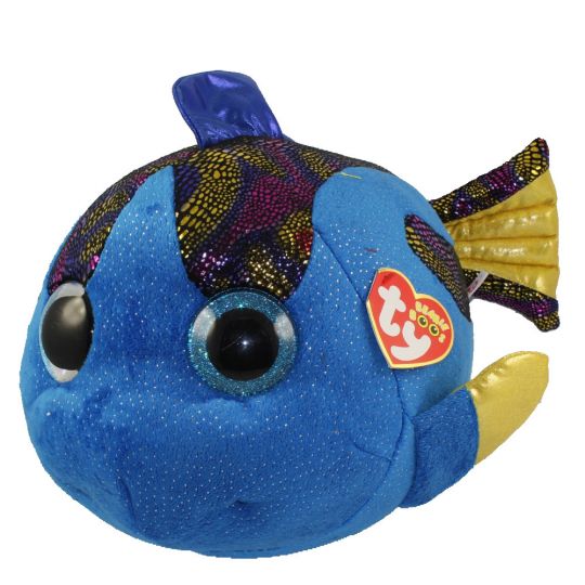 3.2" TY Beanie Boos Girl Gift New Blue Fish With Tag AQUA Key Clip Plush Toy 