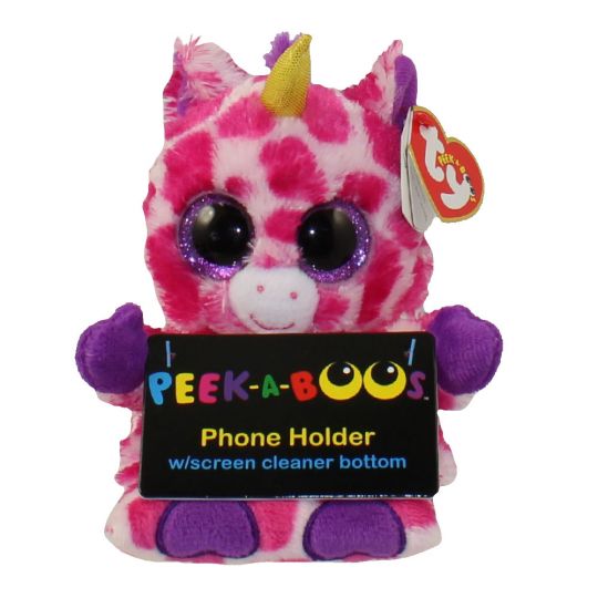 Ty Peek-A-Boo Phone Holder w Screen Cleaner Bottom Unicorn Beanie Baby Pink NEW 