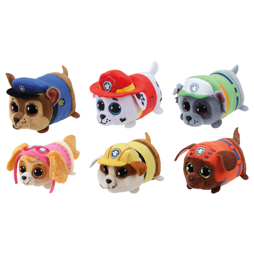 TY Beanie Boos - Teeny Tys Stackable Plush - Paw Patrol - SET OF 6 (4 inch) (Chase, Rocky, Rubble, M