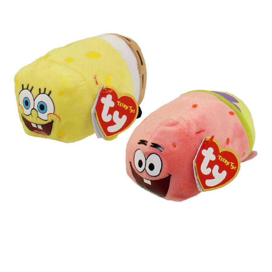 TY Beanie Boos - Teeny Tys Stackable Plush - Spongebob Squarepants - SET OF 2 (Spongebob & Patrick)