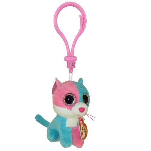 TY Beanie Boos - FIONA the Blue & Pink Cat (Glitter Eyes) (Plastic Key Clip - 3 inch) (Limited Excl.