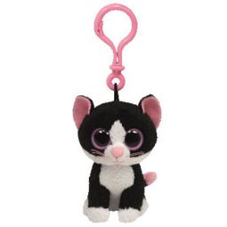 TY Beanie Boos - PEPPER the Black & White Cat (Solid Eye Color) (Plastic Key Clip - 3 inch)