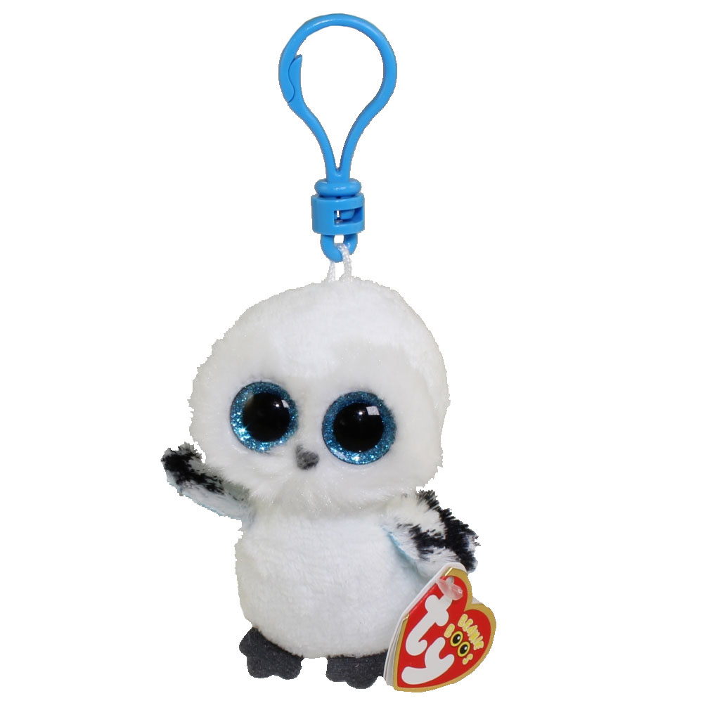 TY Beanie Boos - SPELLS the White Owl (Glitter Eyes) (Plastic Key Clip - 3 inch)